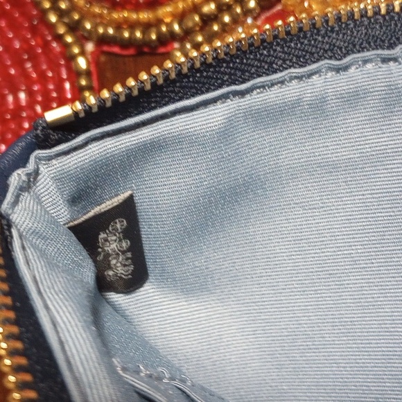 Coach Denim Corner Zip Wristlet With Cherry Charm - Picture 16 of 16